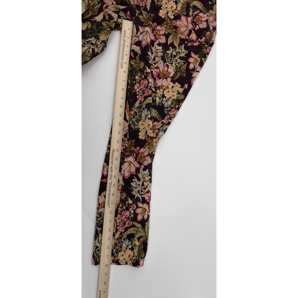 SOFT SURROUNDINGS Women's Size S Stretch Pants Floral Brown Pink Hibiscus - Picture 10 of 11